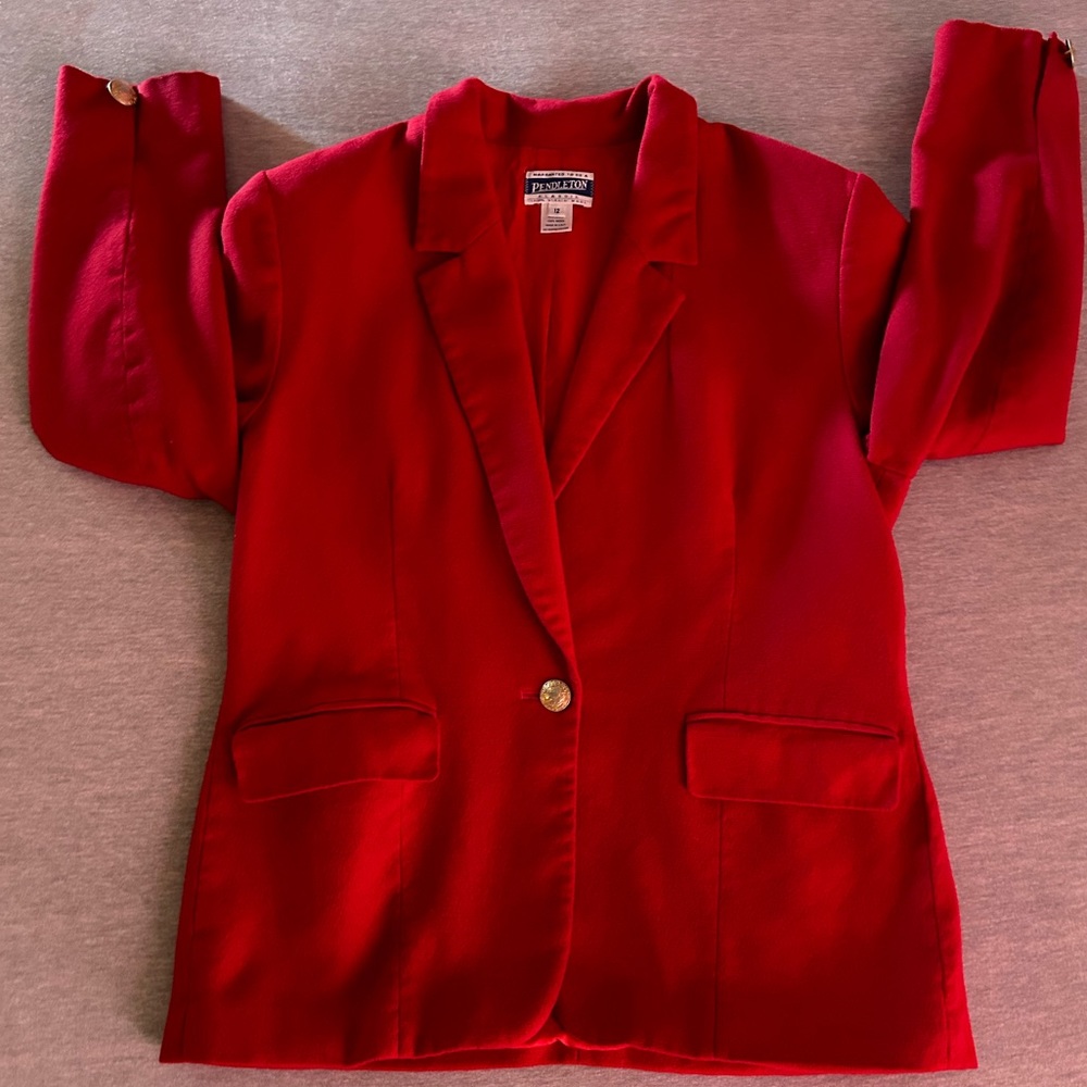 Vintage Pendleton Virgin Wool Blazer Yacket Red Size 12